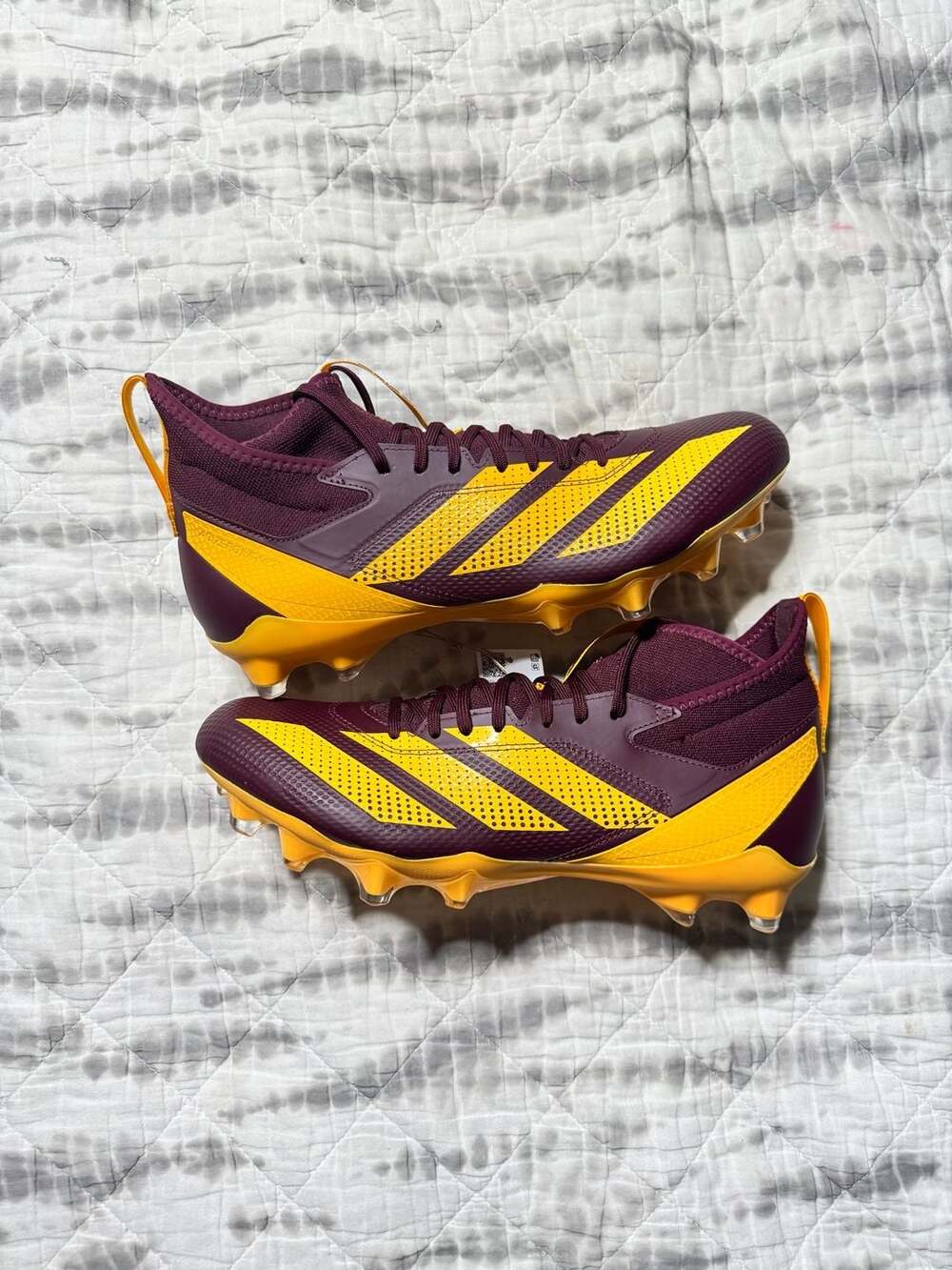 Adidas Adizero Impact Maroon Yellow Football Cleats Mens 12.5 JQ6551